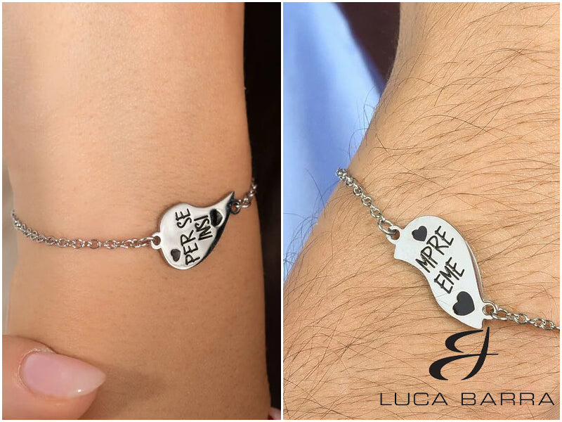 Couple bracelets in steel half heart Forever Together 