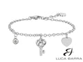 Bracciale Donna in acciaio con chiave, cuore e cristallo bianco.