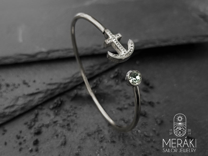 Bracciale Anchor stass in acciaio con ancora e punto luce