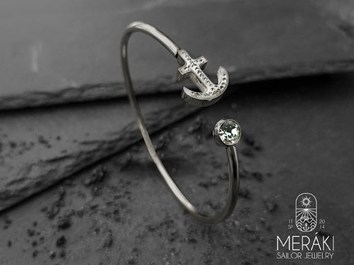 Bracciale Anchor stass in acciaio con ancora e punto luce