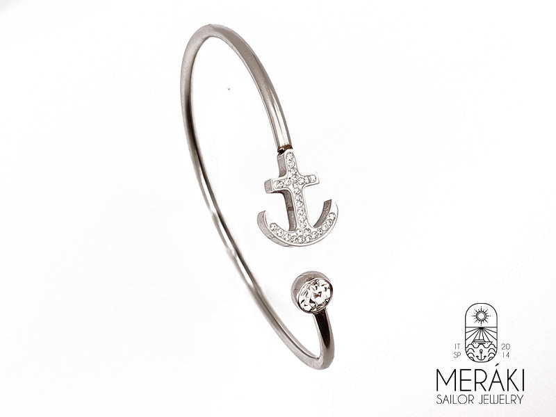 Bracciale Anchor stass in acciaio con ancora e punto luce