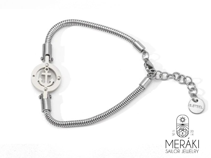 Bracciale Anchor Silver snake con ancora