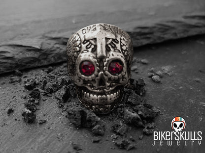 Anello Sugar Mexican Skull in acciaio inox collezione BikerSkulls