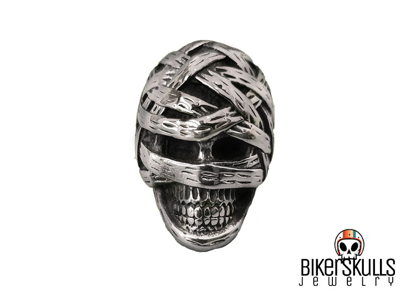 Anello Mummy skull teschio muffificato in acciaio inox