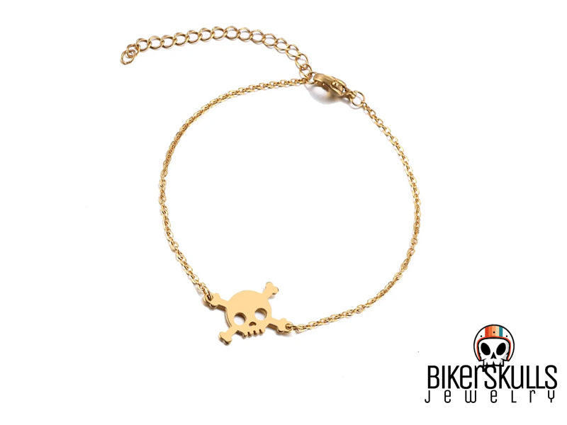 Bracciale Baku con teschio in acciaio dorato