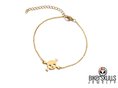 Bracciale Baku con teschio in acciaio dorato