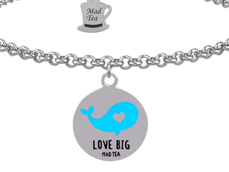 Bracciale Mad Tea disney monetina con Balena di Pinocchio  in acciaio inossidabile made in italy