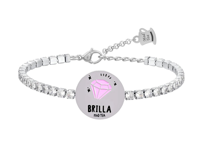 Bracciale con inciso un piccolo diamante smaltato simbolo di determinazione, forza spirituale e luminosità! 