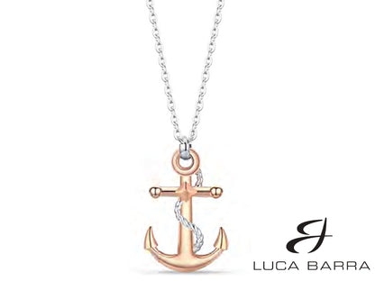 Men's steel necklace with rosé anchor 