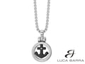 Collana Uomo in acciaio con ancora IP nero con cristallo bianco