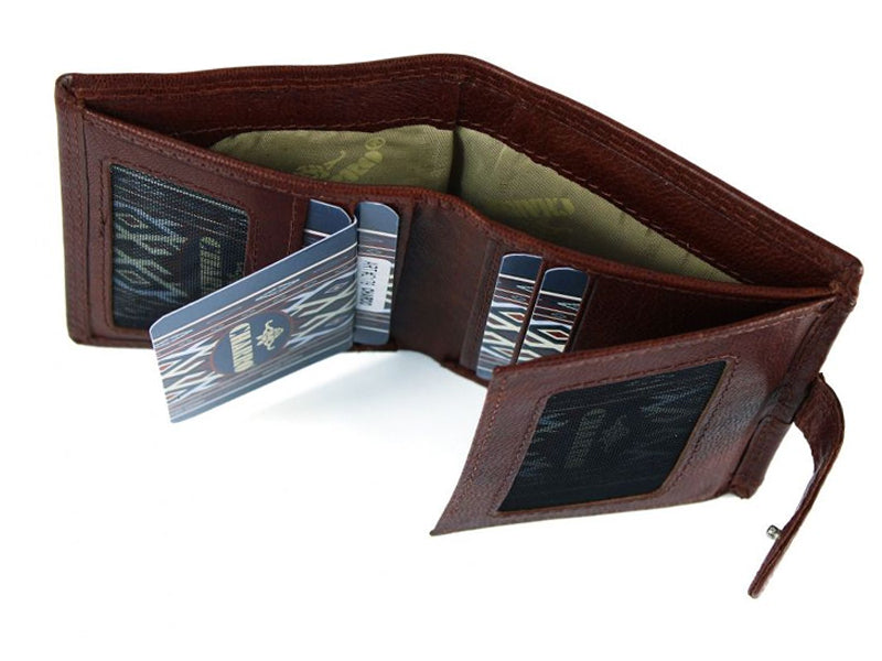 Portafoglio Charro da uomo in vera pelle con bottone