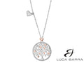 Collana in acciaio Albero della Vita con cuori rosé e cristalli
