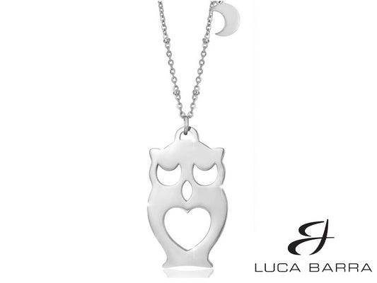 Collana da donna in acciaio con gufetto e luna