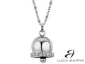 Collana donna in acciaio con campanella pendente e cristalli bianchi&nbsp;