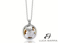 Collana Donna chiama angeli in acciaio IP gold con orsetto e cristalli bianchi
