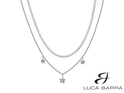 Collana Donna in acciaio con stelle tridimensionali con cristalli bianchi