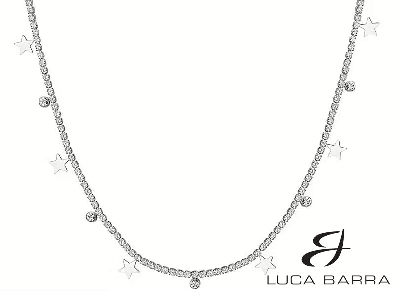Collana tennis Donna in acciaio con cristalli bianchi e stelle
