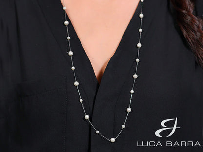 Collana Donna in acciaio con perle grandi e piccole.