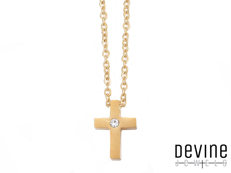 Lasciati conquistare da questa splendida collana Devine Jewels, un gioiello che unisce la raffinatezza dell'acciaio inossidabile alla brillantezza degli zirconi. Il ciondolo a forma di croce, simbolo di fede e protezione, è impreziosito da zirconi scintillanti che catturano la luce, creando un effetto di straordinaria luminosità. Perfetta per ogni occasione, questa collana è un accessorio versatile ed elegante, ideale per completare il tuo look con un tocco di classe.