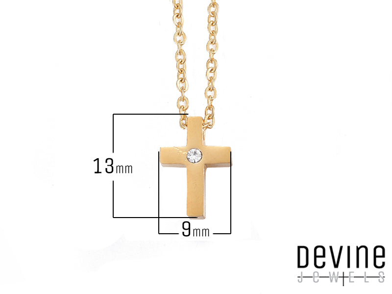 Collana Devine Jewels in acciaio inossidabile con zircone bianco centrale