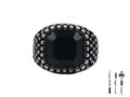 Anello da Uomo gotico in acciaio 316L borchiato con pietra nera