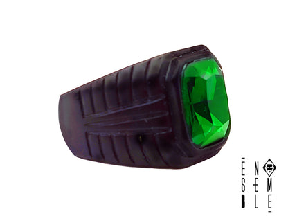 Anello da uomo sigillo con pietra verde