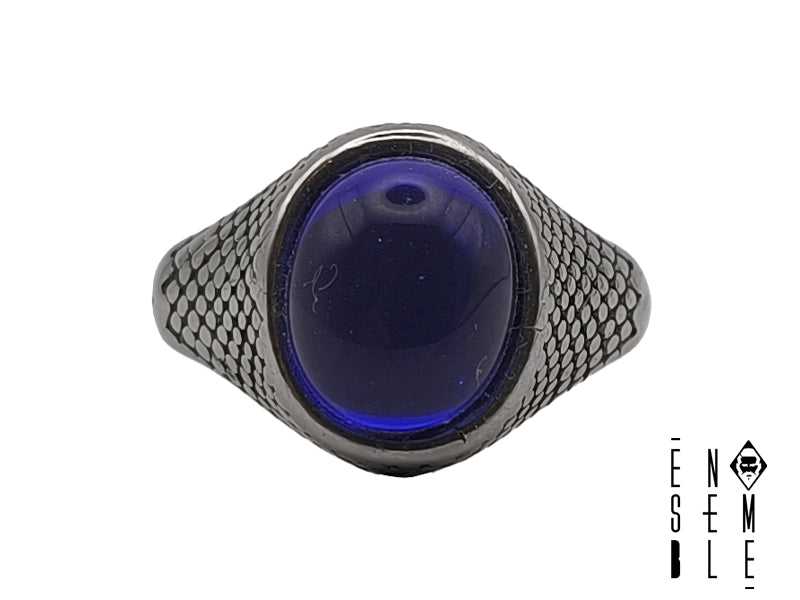 Anello da Uomo in acciaio Chevalier con pietra blu