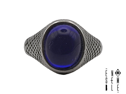 Anello da Uomo in acciaio Chevalier con pietra blu