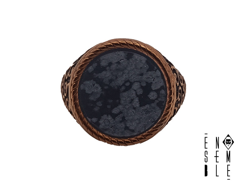 Anello Ensemble uomo in acciaio ramato sigillo con pietra 