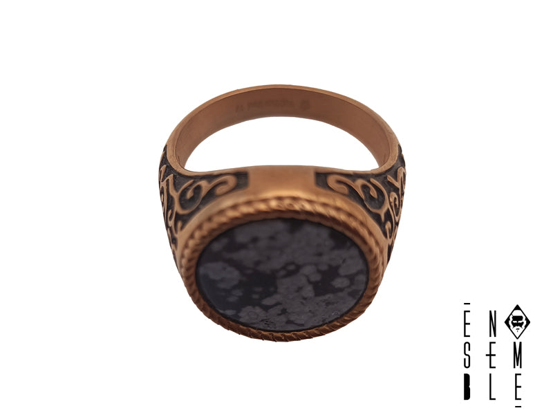 Ensemble men stainless steel ring with stone