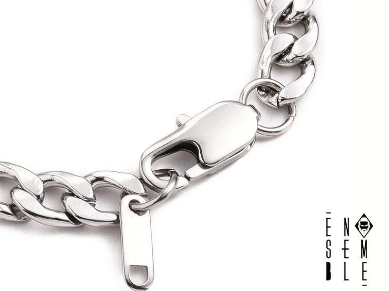 Silver Steel Cuban Link Bracelet - 7mm 