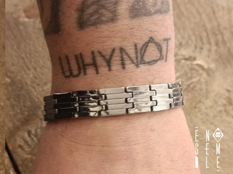 Bracciale cinturino in acciaio argentato - 12 mm