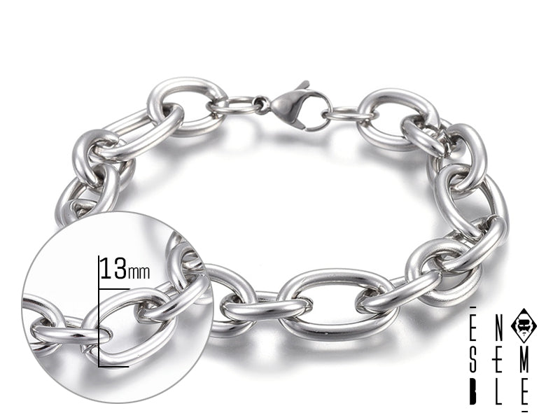 Bracciale maglia portachiavi da13 mm di larghezza in acciaio