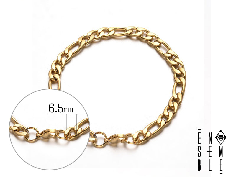 Bracciale Ensemble in acciaio inossidabile dorato con maglia figaro