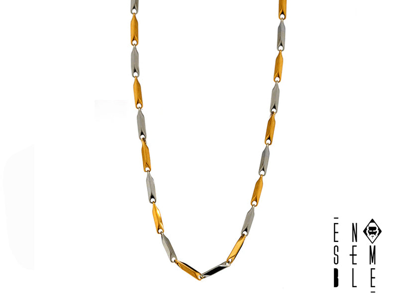 Collana ensemble argentata e dorata bicolor in acciaio inossidabile