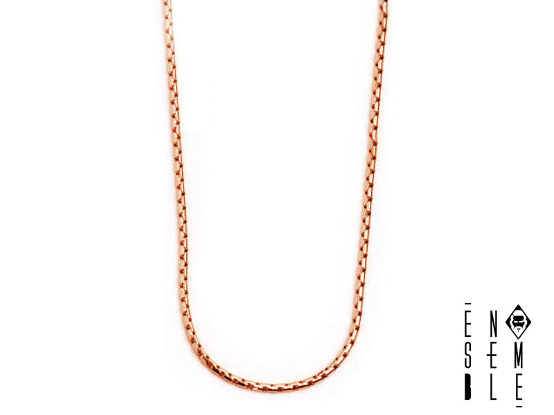 Collana collezione Ensemble maglia Box realizzata in acciaio inossidabile oro rosa da 2 mm