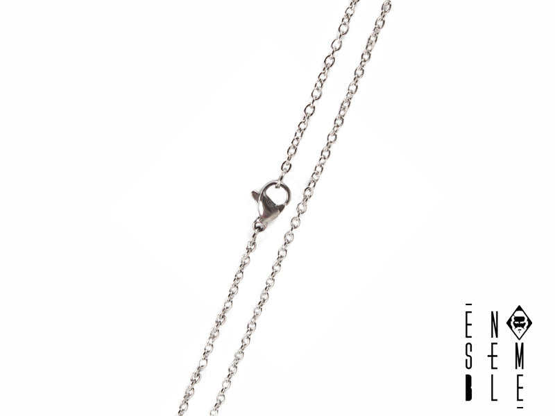 Men's Ensemble Necklace in Steel Rolo Chain Silver