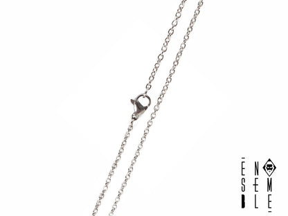 Men's Ensemble Necklace in Steel Rolo Chain Silver