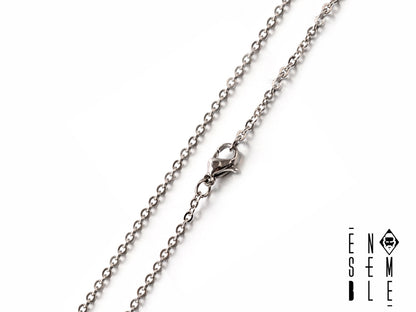 Men's Ensemble Necklace in Steel Rolo Chain Silver