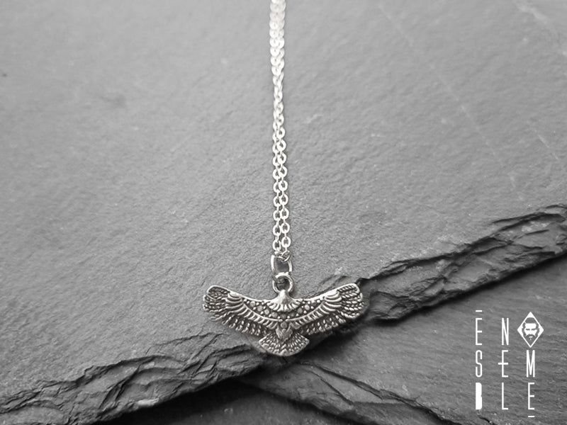 Silver stainless steel eagle necklace
