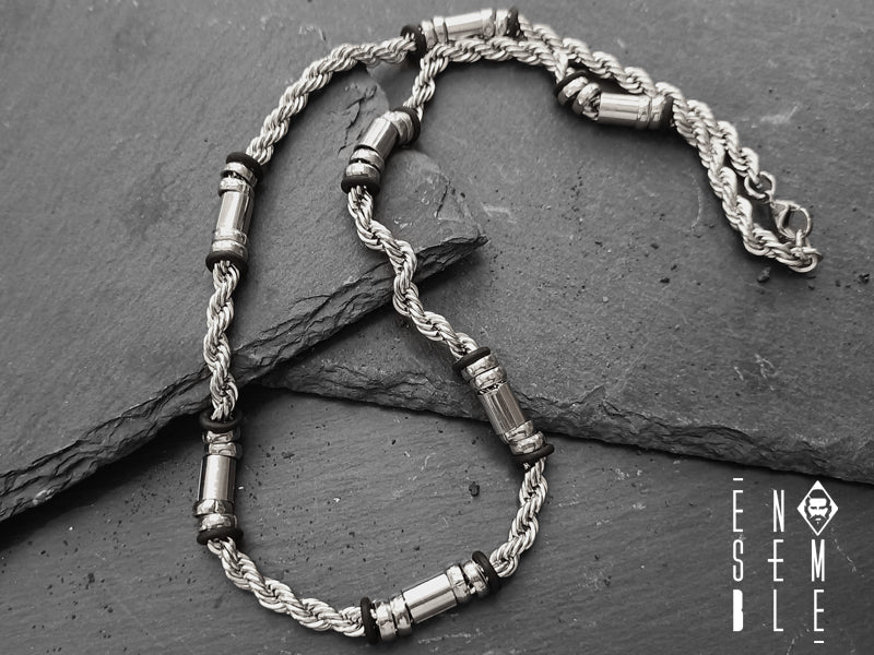 Collana uomo Ensemble corda in acciaio intrecciata 