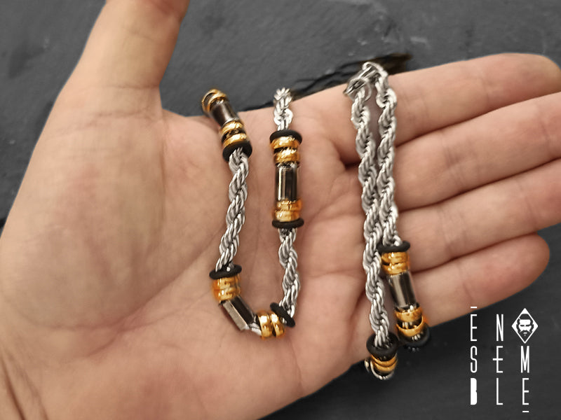 Ensemble stainless steel Twist chain necklace