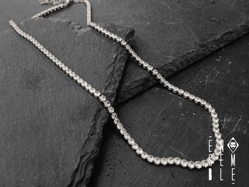 Collana girocollo uomo Ensemble tennis con zirconi 3 mm