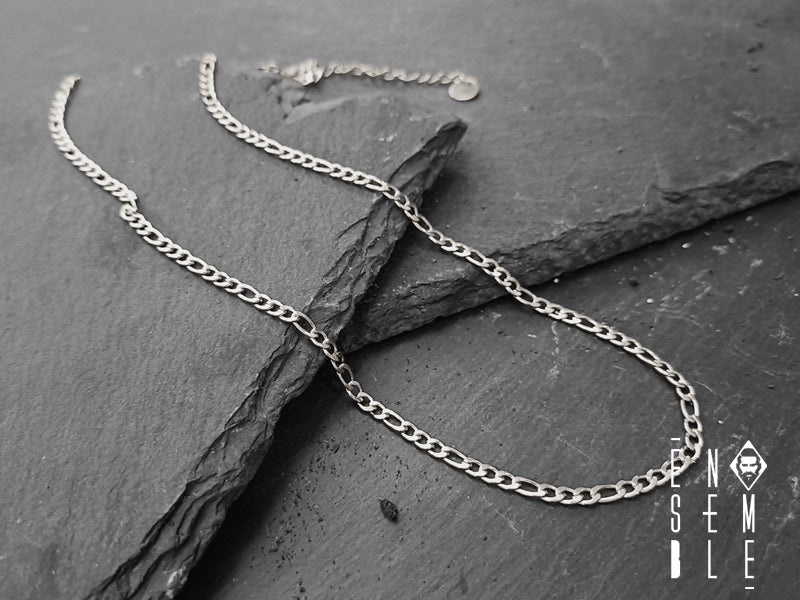 Collana uomo Ensemble maglia Figaro in acciaio 3 mm