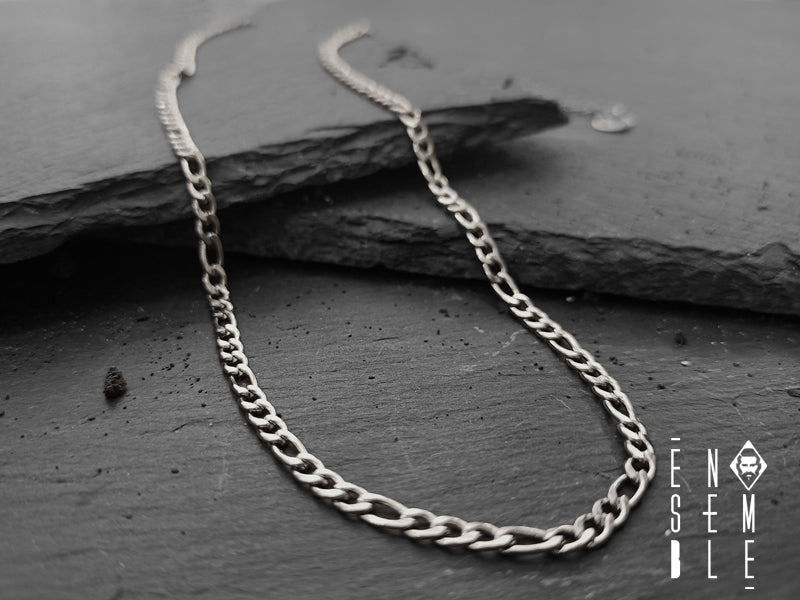 Men's Ensemble Figaro link necklace in 3 mm steel 