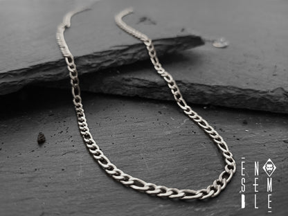 Men's Ensemble Figaro link necklace in 3 mm steel 
