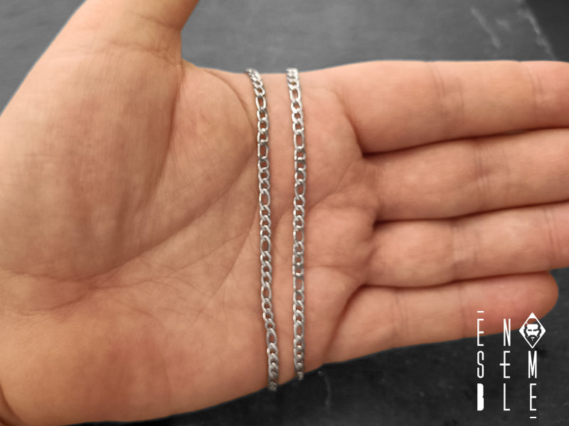Men's Ensemble Figaro link necklace in 3 mm steel 