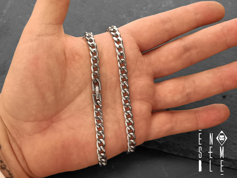 Ensemble Cuban stainless steel necklace