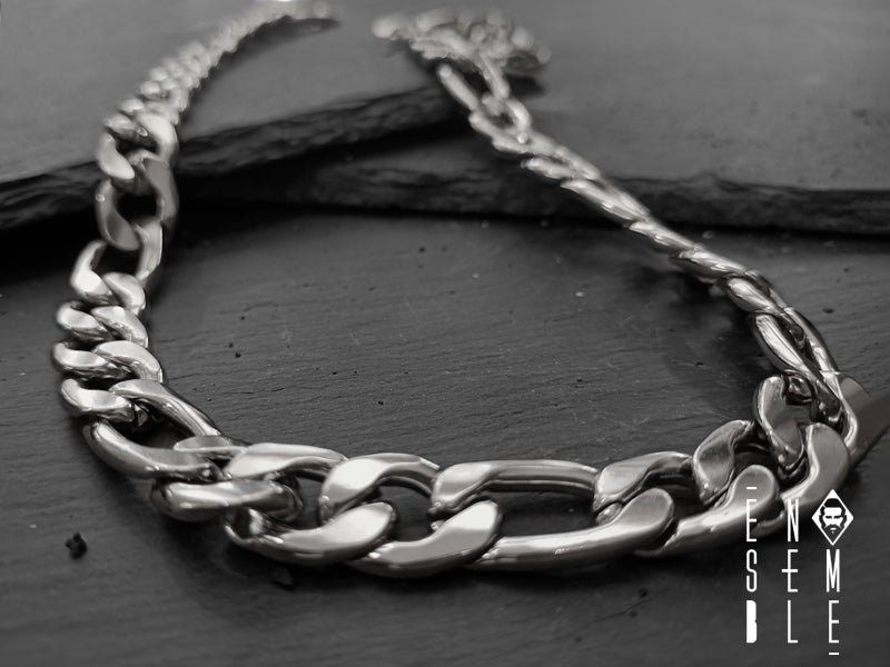 Collana uomo Ensemble maglia Figaro in acciaio 12 mm
