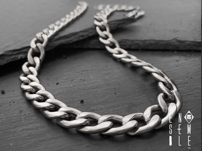 Ensemble 12 mm Cuban stainless steel necklace